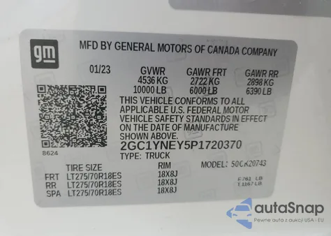 2023 Chevrolet Silverado K2500 Heavy Duty Lt из США, поврежденный, VIN 2GC1YNEY5P1720370